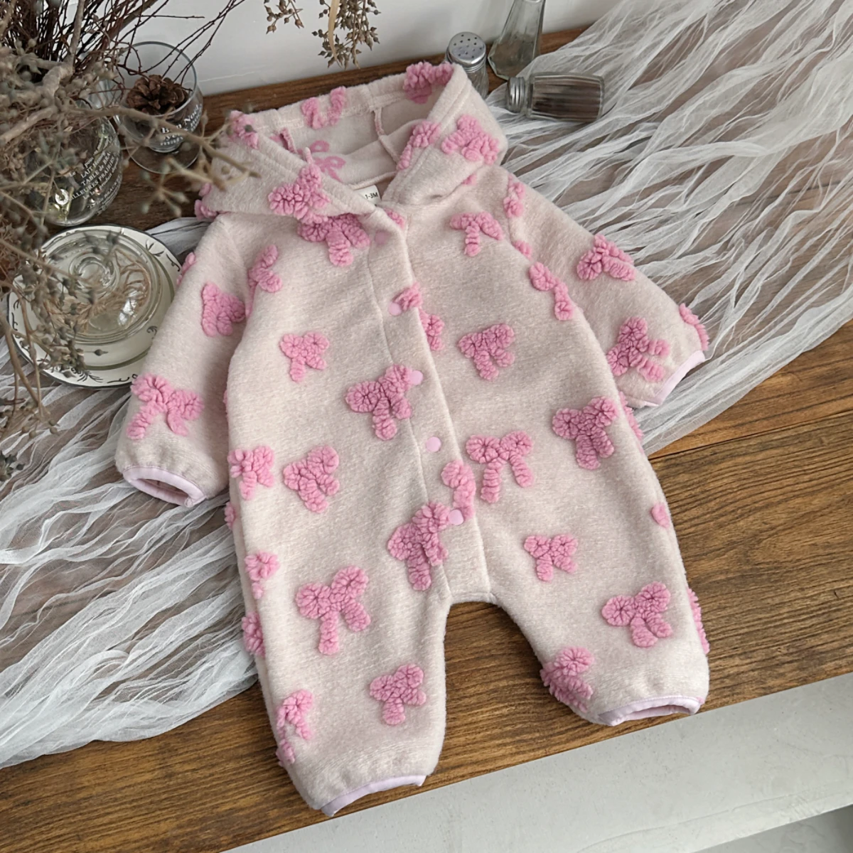 Bebek Kız Çocuk Kapüşonlu Tulu - Newborn Baby Girl Romper Floral incelemesi ve fiyatı